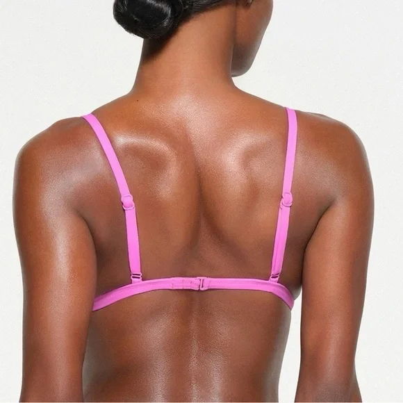 SKIMS Neon Orchid Pink Swim Adjustable Triangle Bikini Top size Large EUC - Picture 3 of 9